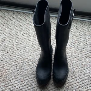 Black high rain boots